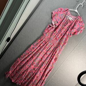 Destination 365 Regular Printed Short-Sleeve Midi Dress Fuchsia Floral Medium